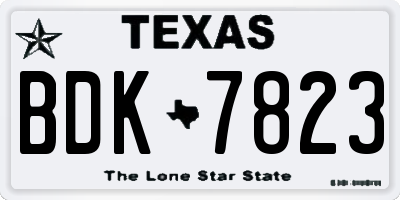 TX license plate BDK7823