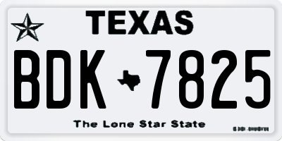 TX license plate BDK7825