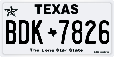 TX license plate BDK7826