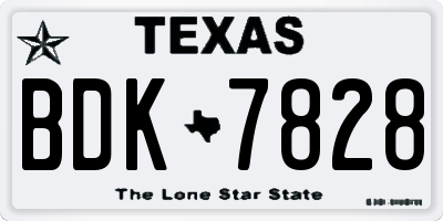 TX license plate BDK7828