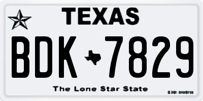 TX license plate BDK7829