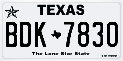 TX license plate BDK7830