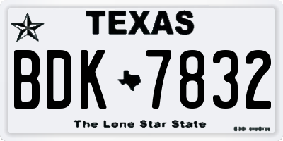 TX license plate BDK7832