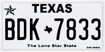 TX license plate BDK7833