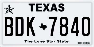 TX license plate BDK7840