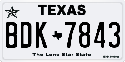TX license plate BDK7843