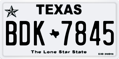 TX license plate BDK7845
