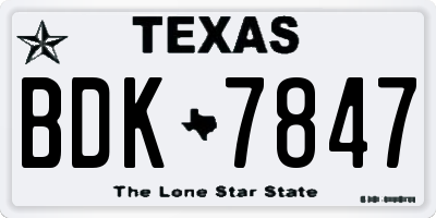 TX license plate BDK7847