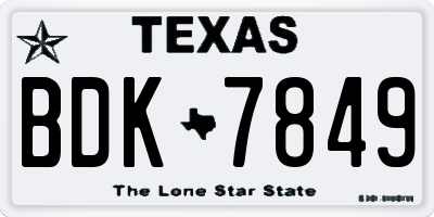 TX license plate BDK7849