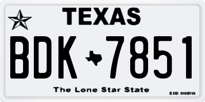 TX license plate BDK7851