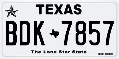 TX license plate BDK7857