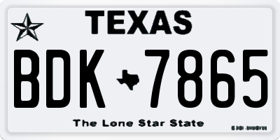TX license plate BDK7865