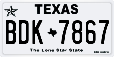 TX license plate BDK7867
