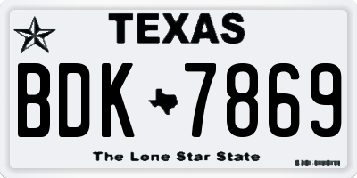 TX license plate BDK7869