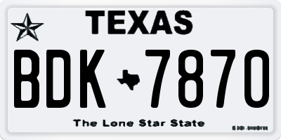 TX license plate BDK7870