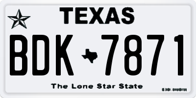 TX license plate BDK7871