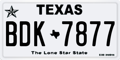 TX license plate BDK7877