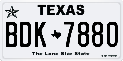 TX license plate BDK7880