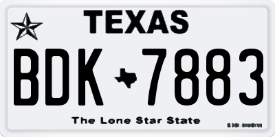 TX license plate BDK7883