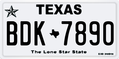 TX license plate BDK7890