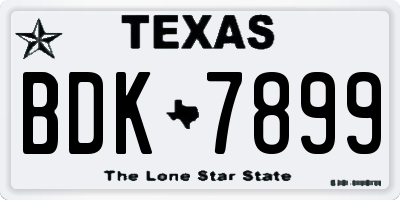 TX license plate BDK7899