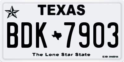 TX license plate BDK7903