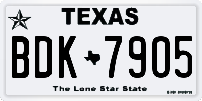 TX license plate BDK7905