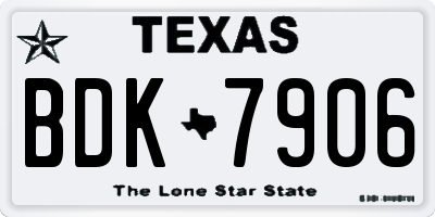 TX license plate BDK7906