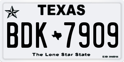 TX license plate BDK7909
