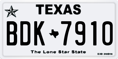 TX license plate BDK7910