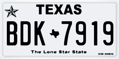 TX license plate BDK7919