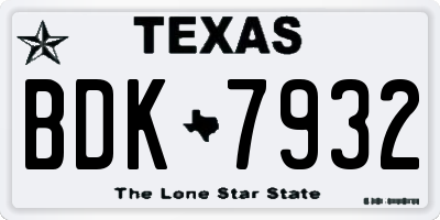 TX license plate BDK7932