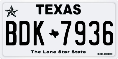 TX license plate BDK7936