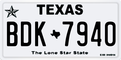 TX license plate BDK7940
