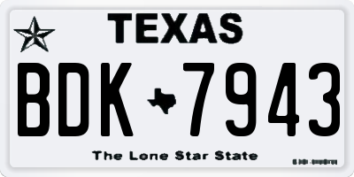 TX license plate BDK7943