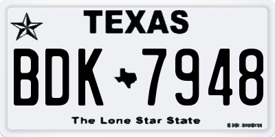TX license plate BDK7948
