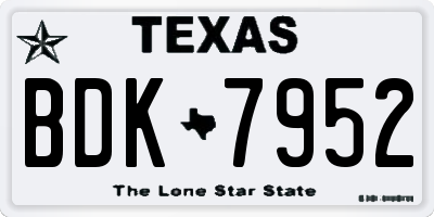 TX license plate BDK7952