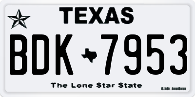 TX license plate BDK7953