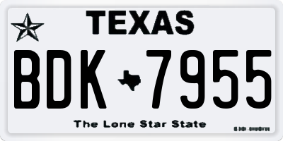 TX license plate BDK7955