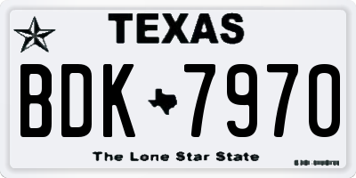 TX license plate BDK7970