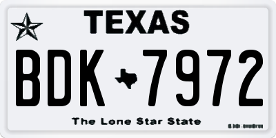 TX license plate BDK7972