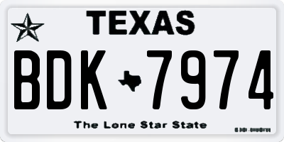 TX license plate BDK7974