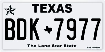 TX license plate BDK7977