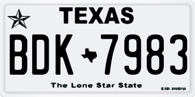 TX license plate BDK7983