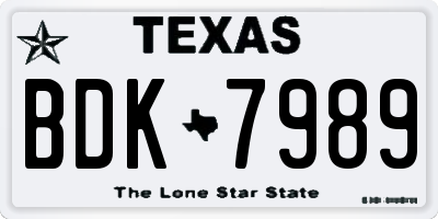 TX license plate BDK7989