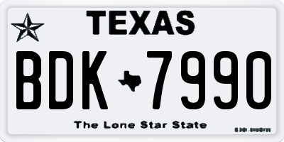 TX license plate BDK7990
