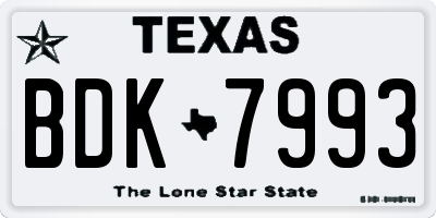 TX license plate BDK7993