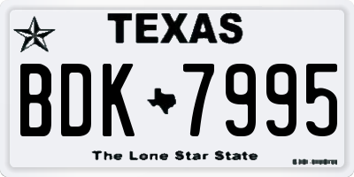 TX license plate BDK7995