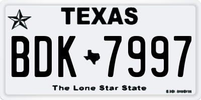 TX license plate BDK7997