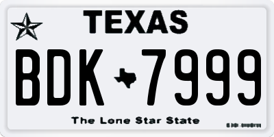 TX license plate BDK7999